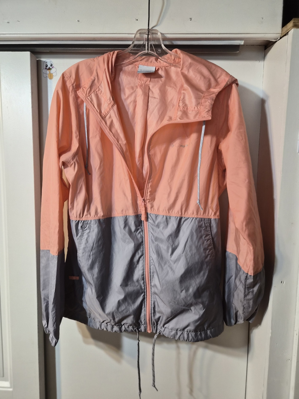 Columbia Peach and Gray Colorblock Hooded Windbreaker - Women